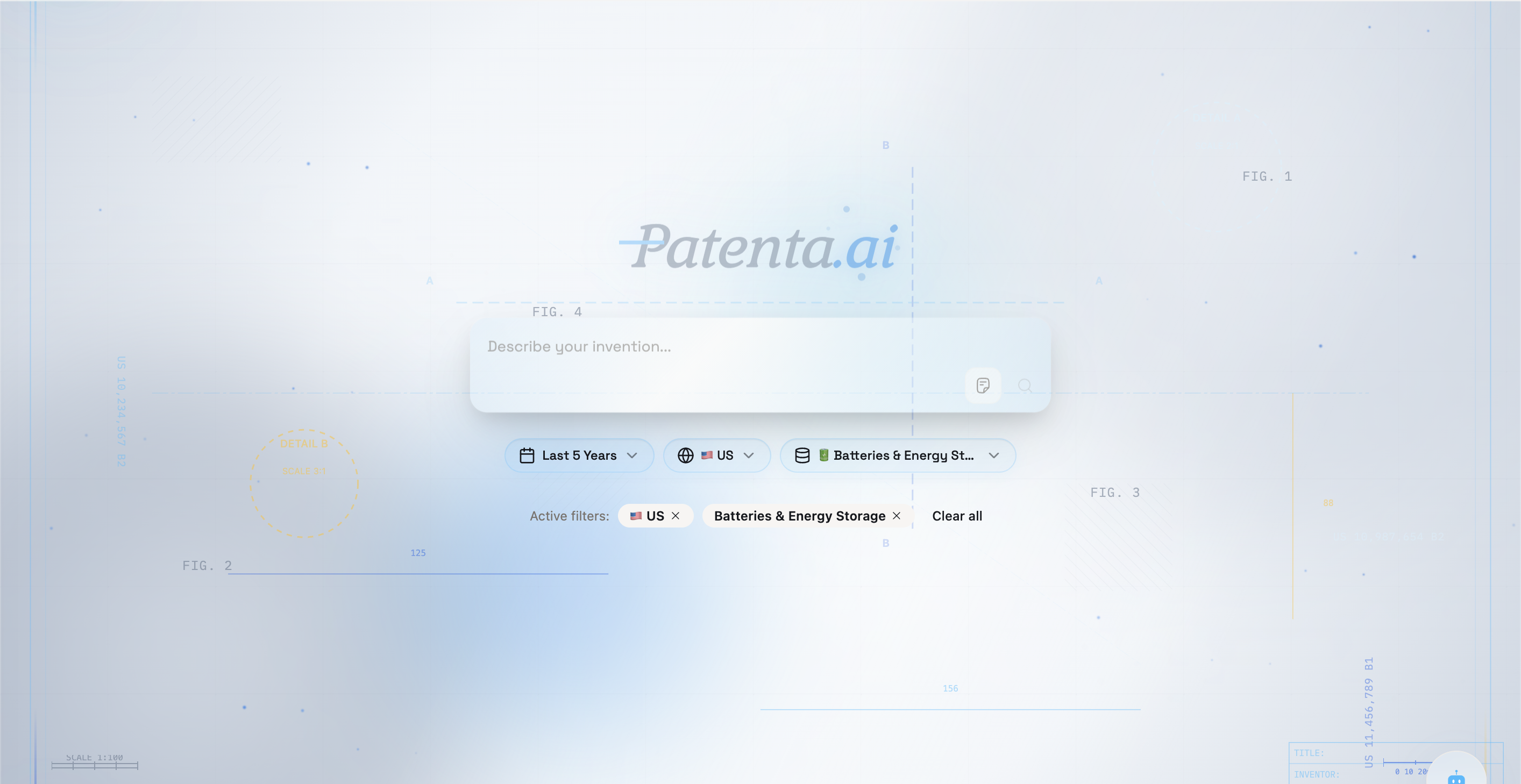 Patenta.ai dashboard in light mode
